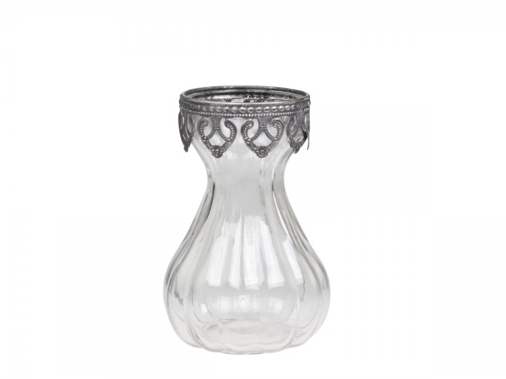 Hyazinthenvase mit Silber-Dekor